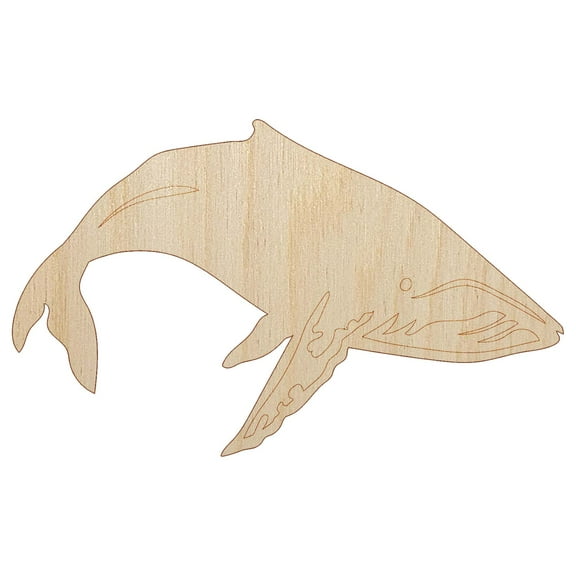 Happy Humpback Whale Wood Shape Unfinished Piece Cutout Craft DIY Projects - 4.70 Inch Size - 1/8 Inch Thick