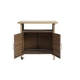 thumbnail image 6 of S-HOME Outdoor Wicker Bar Cart with Wheels in Brown, Rolling Rattan Beverage Serving Table for Patio Poolside Parties，Beige, 6 of 7