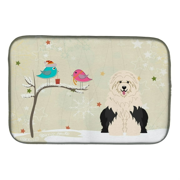 Christmas Presents between Friends Old English Sheepdog Dish Drying Mat