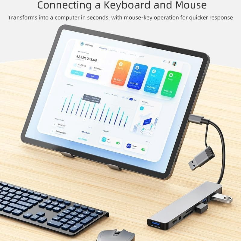 USB C Hub Pro 8 in 1 Multiport Adapter, 3 USB 2.0 Ports, 1 USB 3.0 Port, SD/TF Card Reader, 3.5mm Audio Port, Portable USB C Hub for Tablet, PC, Laptop, PS5/4, Switch, Flash Drive