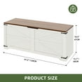 thumbnail image 4 of Uforic 47.2" Farmhouse Storage Bench, Wooden Chest with Safety Hinges, Shoe Organizer - White, 4 of 10