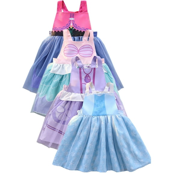 ATAIKU 1-4T Blue Princess Dress Up Aprons Dress for Toddler Baby Girls, 1PCS Waterproof Mess Play Clothes Halloween Gift