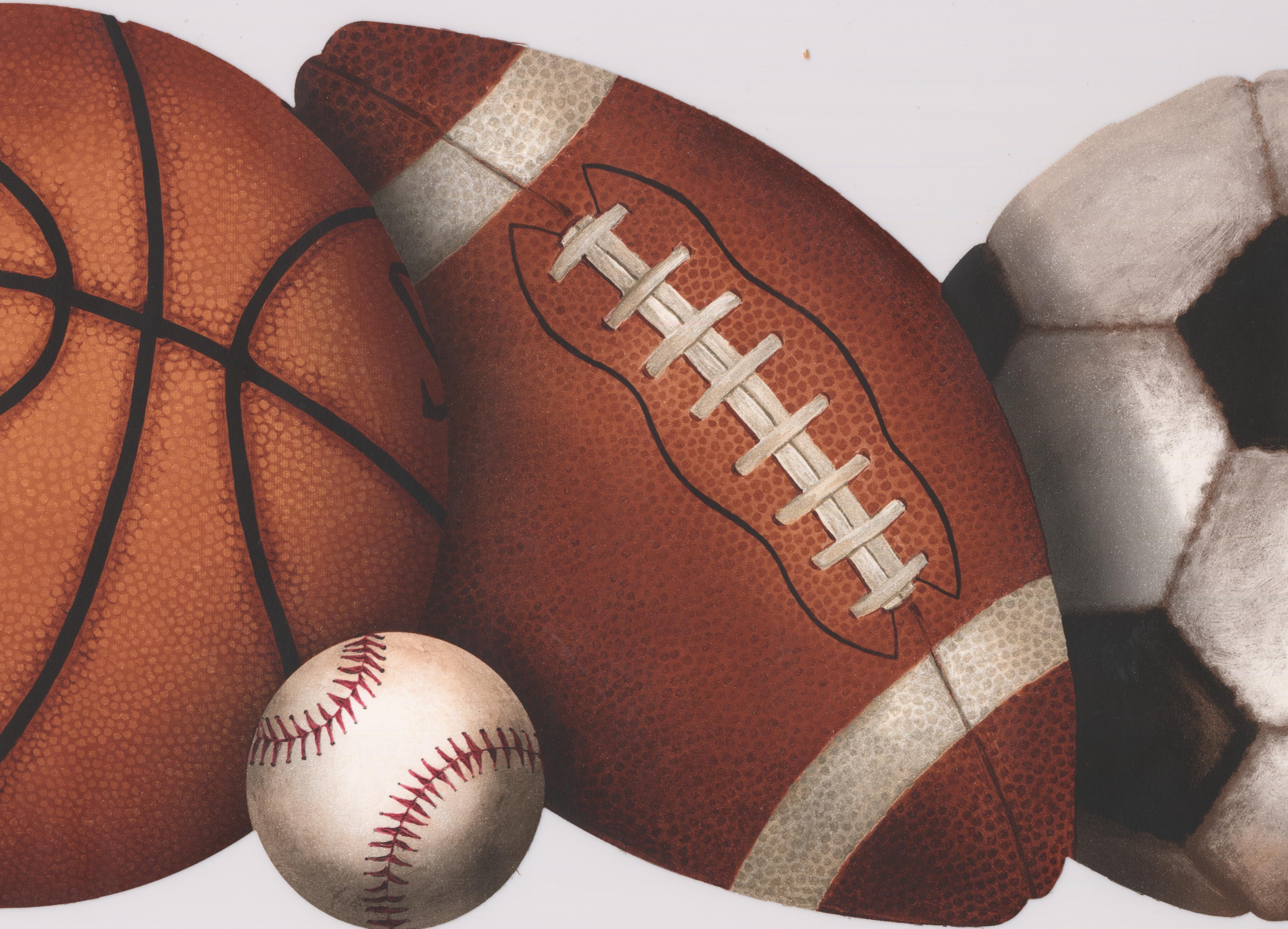 Wallpaper Border Football Baseball Soccer Basketball Balls Sports