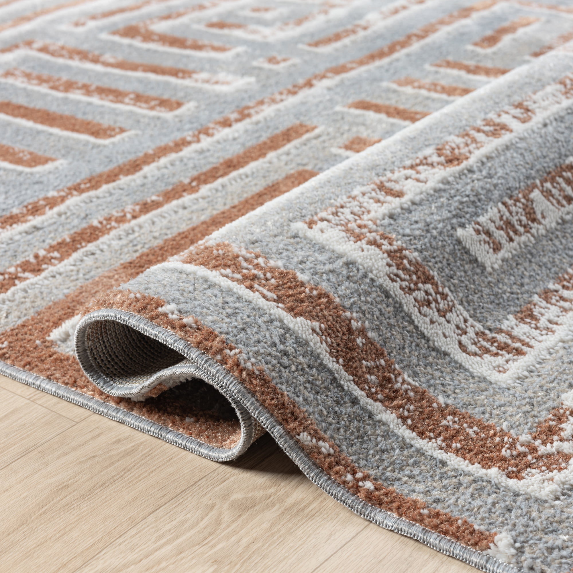 Ox Bay Wesley 2' x 3', Gray/Rust Geometric Washable Indoor Area Rug by Evette Rios