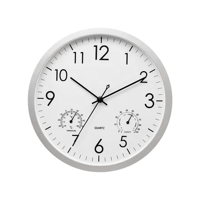Decorative Round Outdoor Clock with Thermometer and Hygrometer Large Wall Clock Elegant Retro Silent Clock
