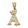 thumbnail image 3 of Cadena y dije de brillos con corona de oro laminado letra A, 3 of 8