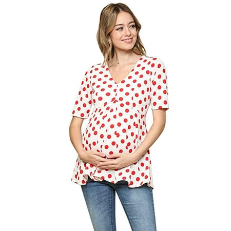 

asdoklhq Maternity Clothes for Women Clearance Pregnant Women Breastfeeding Dot Print Short Sleeve Blouse Tops Shirt