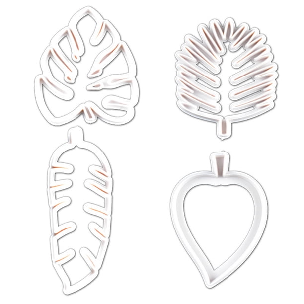 4 moldes para pasteles con forma de hoja, suministros de manualidades para bricolaje, cortadores de galletas de plástico para decoración del hogar.