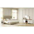 thumbnail image 6 of FITUEYES, Glass Farmhouse Fireplace TV Stand up to 75'', Highboy Entertainment Center with 5 Storages, Antique White, 6 of 7