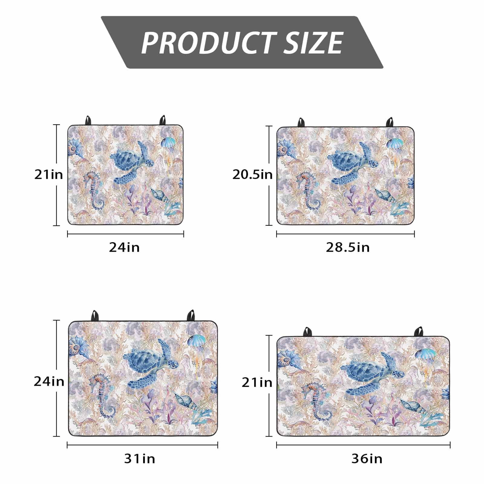 Sea Turtle Stove Top Cover for Electric Stove, Heat-proof & Non Slip Glass Top Stove Cover Protector, Summer Coastal Nautical Coral Seahorse Kitchen Flat Cooktop Rubber Mat 24x21 Inches