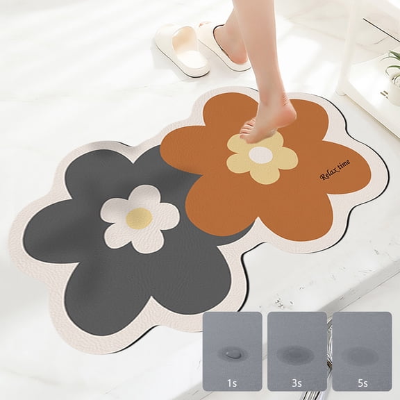 Twfbrm Flower Bathroom Mat Non Slip Bath Rug Extra Absorbent and Soft Microfiber Bath Carpet Machine Washable Bath Rug for The Entrance of The Door, Bathroom and Bedroom