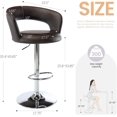 thumbnail image 3 of Brage Living Wide Bar Stool, Modern PU Leather Swivel Adjustable Barstool with Hollow Back and Arms, Upholstered Airlift Counter Height Bar Chair for Kitchen Dining (Dark Brown), 3 of 17