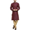 thumbnail image 1 of Mens Printed Desginer Silk Blend Indian Bollywood Ethnic Wear Kurta Pyjama, 1 of 4