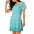 thumbnail image 2 of Kdxio Blue And Turquoise Pattern Womens Short Sleeve Sleepshirt Scoopneck Cute Nightdress Ruffle Comfy Nightgown, 2 of 6