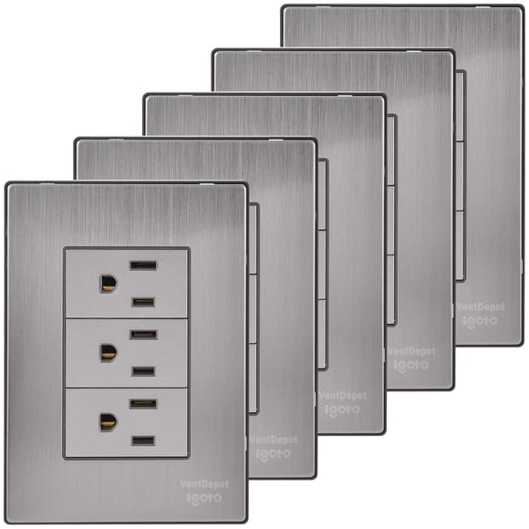 Contactos Placa Armada Inoxium3CSilver 5Pzas Contactox3 125-250VCA 15A 50/60Hz Plateado Acero Inoxidable/PC.