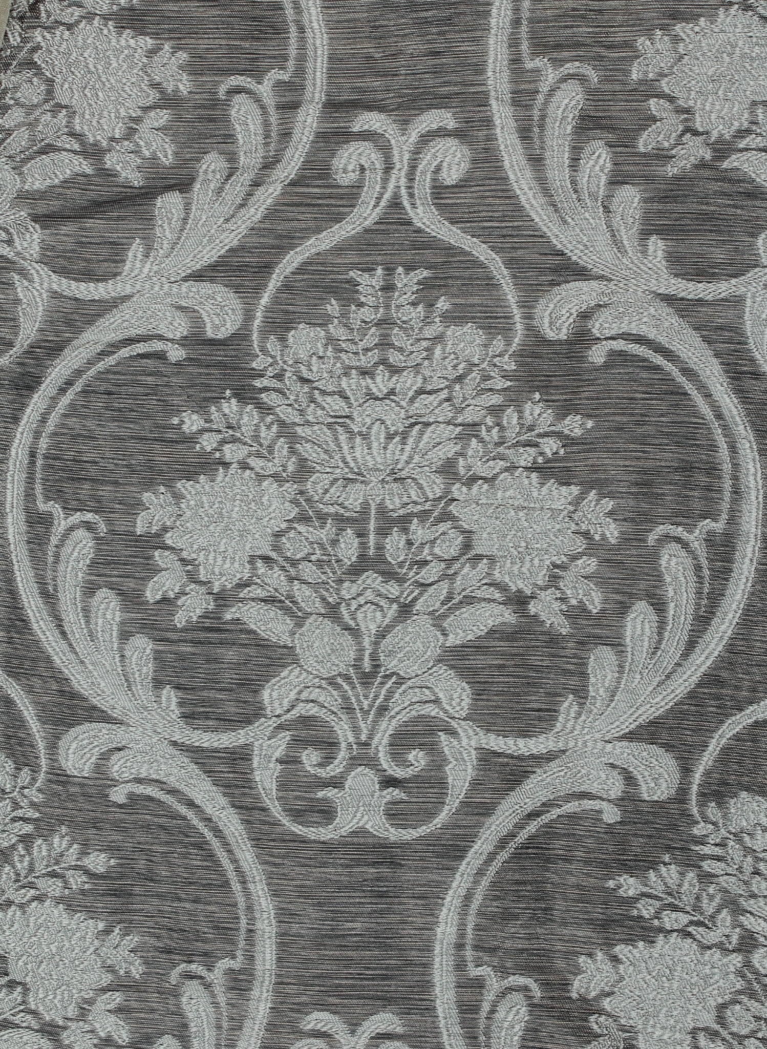 Bella Luxury Jacquard Curtain Panel with Attached Waterfall Valance & Scarf 54 by 84-Inch Grey