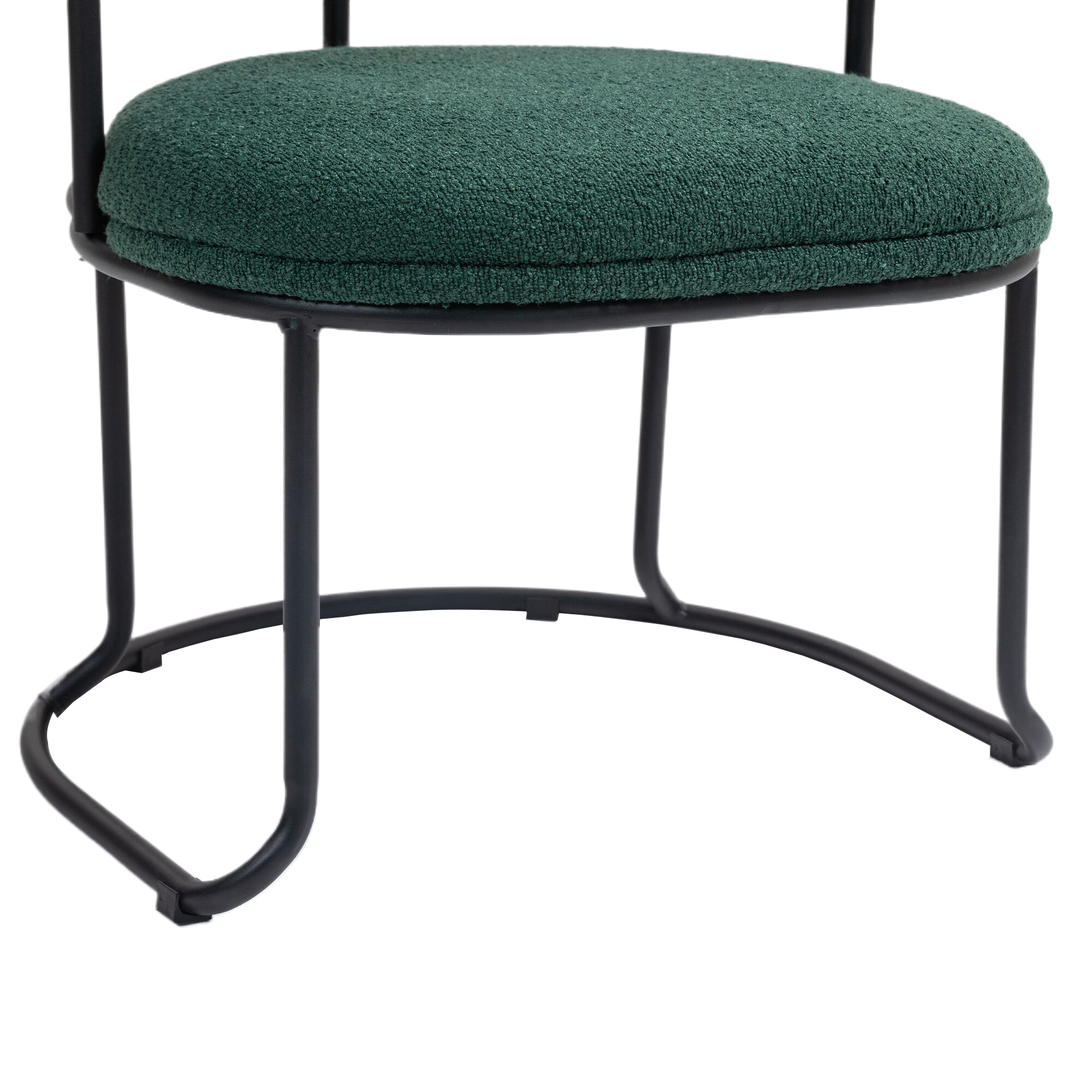 MAYEERTY House Hold Boucle Dining Chairs Set of 2, Mid-Century Modern Curved Backrest Chair, Round Upholstered Kitchen Chairs (Emerald Boucle)