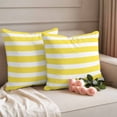 thumbnail image 3 of Pack of 2 Outdoor Pillow Covers 18x18 Inch Waterproof Yellow Striped Throw Pillow Covers,Decorative Couch Pillow Shams Protectors Modern Simple Monochrome Geometric White Patio Cushion Pillowcases, 3 of 8