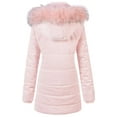 thumbnail image 2 of Chrisuno Women's 3/4 Length Winter Coat Parka Military Style Fleece Jacket Hood M Pink, 2 of 5