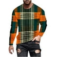 thumbnail image 2 of Haoxianjian Shirts For Men Mens Long Sleeve Tee Shirts Workout T Shirts Men'S Casual Striped Checkered Printed Round Neck Long Sleeved Shirt Comfortable Sweatshirt For Men On Clearance, 2 of 3