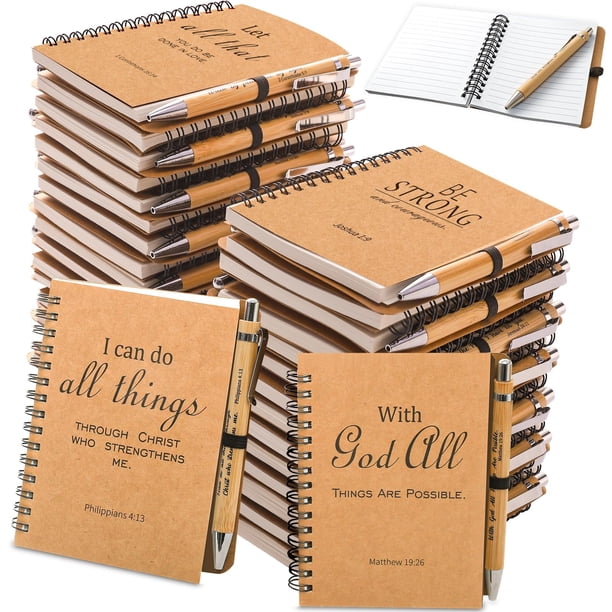 Set de 30 cuadernos y bolígrafos en espiral Sel Natural, 10 x 14 cm