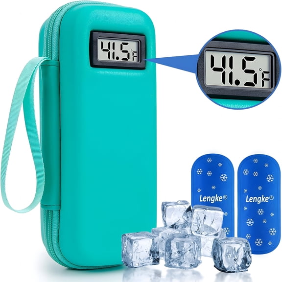 XIRQI Insulin Cooler Medication Travel Case with Temperature Display-TSA Approved Diabetic Cooler Medicine Travel Case with 2 TSA Approved Ice Pack for Travel and Daily