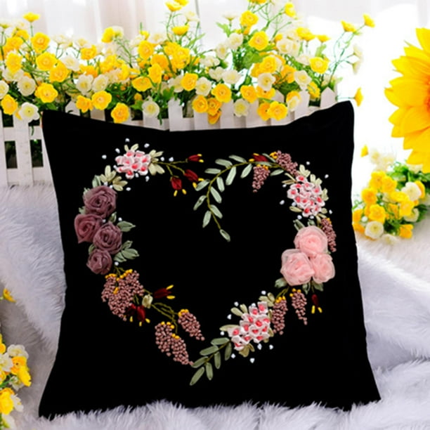 Embroidery Pillow Covers Kits Starter Handmade pillow Flower Cross Stitch Craft DIY Gift Adults Beginners Home Decor styleC Walmart