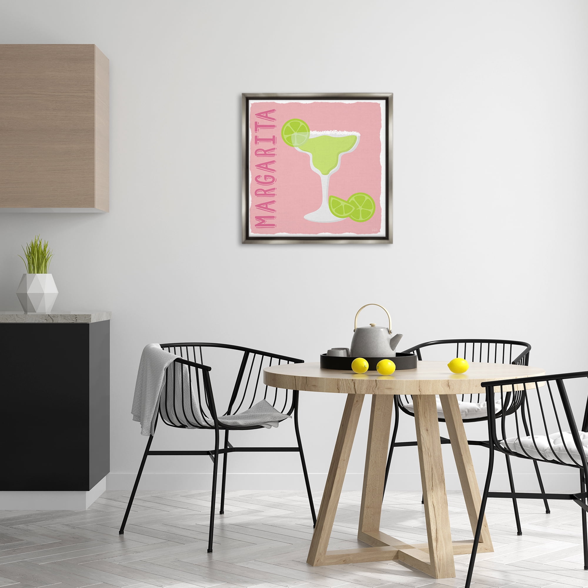 Stupell Industries Margarita Cocktail with Limes Food & Beverage Painting Gray Floater Framed Canvas Art Print Wall Art, 25 x 25