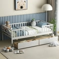 thumbnail image 2 of Gymax Lit pour Enfants Format Simple avec Rangement 2 Tiroirs Coulissants Tablette Latérale pour Enfants et Ados, 2 of 10