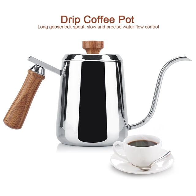 Gooseneck Pot,304 Stainless Steel Wooden Gooseneck Kettle Drip Coffee Kettle Modern Innovation