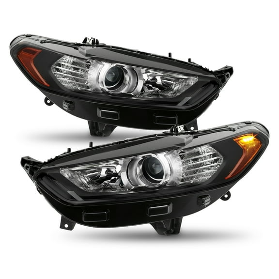 AKKON - Fits 2013 2014 2015 2016 Ford Fusion [Halogen Type] Projector Black Headlights Pair Driver Left   Passenger Right