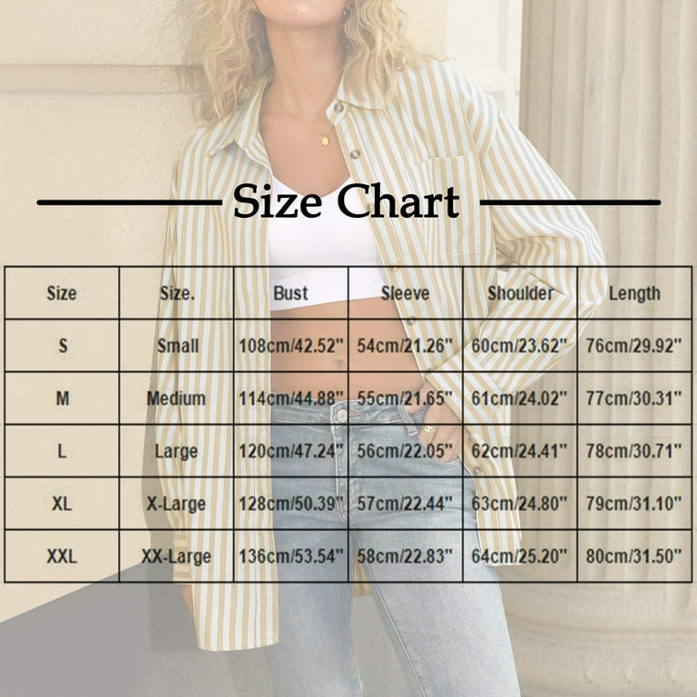 Striped Button Down Shirts For Women Dress Shirts Long Sleeve Casual  Collared Office Work Shirt With Pocket - Walmart.com