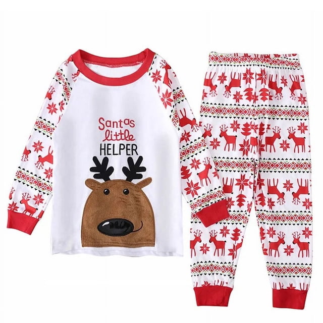 Conjunto de ropa de Navidad para niños y niñas, pijamas de manga larga, camiseta, Tops y pantalones, 2 piezas, ropa para el hogar, trajes de Año Nuevo