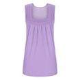 thumbnail image 4 of Tittly Tank Tops Vest for Women Summer Vest Loose Pleated Square Neck Sleeveless Top Curved Hem Loose Large Size Women's Top Womens Tops Vest Tops for Women Pink XL, 4 of 5