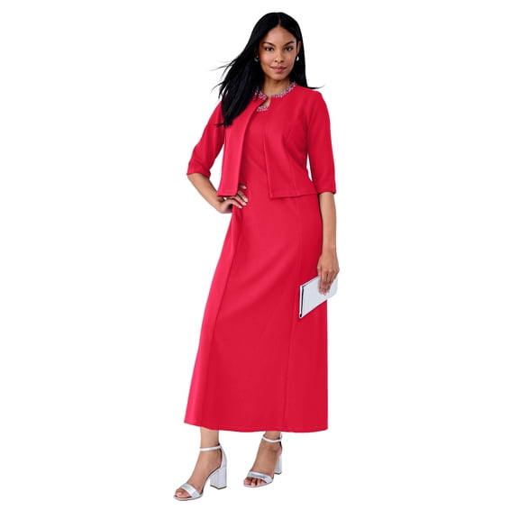 Jessica London Women's Plus Size 2-Piece Beaded Jacket Dress