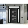 thumbnail image 4 of Front Exterior Prehung Metal-Plastic Door Frosted Glass | Manux 8933 Matte Black | 2 Side and Top Sidelite Transom | Office Commercial and Residential Doors Patio 64x94 (W14+36+14x80+14) Left-hand, 4 of 6