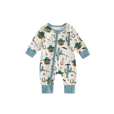 

Halloween Baby Girls Boys Jumpsuit Long Sleeve Ghost Print Romper