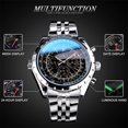 thumbnail image 6 of JARAGAR Blue Glass Design Black Silver Automatic Watch Stainless Steel Date Clock Luminous Men Business Mechanical Wristwatch, 6 of 7