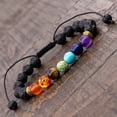 thumbnail image 3 of Adjustable Lava Bracelet, 7 Chakra Healing, Essential oil, Reiki, Yoga, Aromatherapy Bracelet. (7 in. to 11 in.) - GOLD RING, 3 of 4