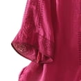 thumbnail image 4 of Holzkary Embroidered Tops for Women Embroidered Large Loose Shirt Round Neck Five Sleeve Retro Solid Color Transparent Top Casual Summer Boho T Shirts Loose Fit Half Sleeve Floral Blouses Hot Pink 3Xl, 4 of 4