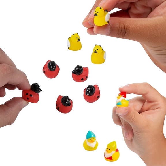 Fun Express 1/2" Bulk 72 Pc. Micro Garden-Themed Rubber Duck Assortment