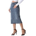 thumbnail image 5 of INSPIRE CHIC Mother's Day Women's Denim Skirts High Waist Zipped Split Back Midi Jean Skirts with Pockets Grey Blue XL, 5 of 6