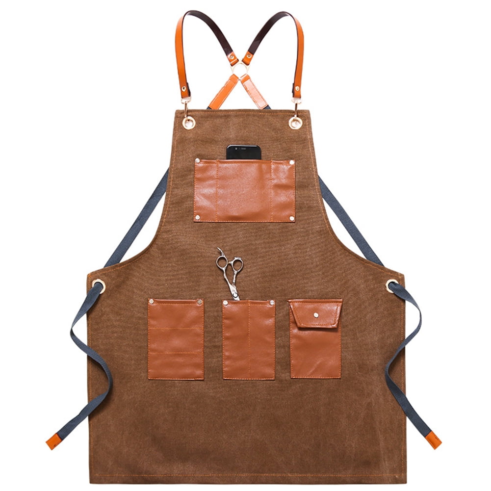 Akoyovwerve Tool Apron Heavy Duty Canvas Apron Adjustable Utility Apron