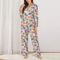 thumbnail image 2 of Balery Pineapple And Leaves Conjunto de Pijama con Estampado para Mujer, Conjunto de Dos Piezas con Manga Larga, Ropa de Dormir Suave con Bolsillos, Pijamas Cómodos-X-Large, 2 of 7