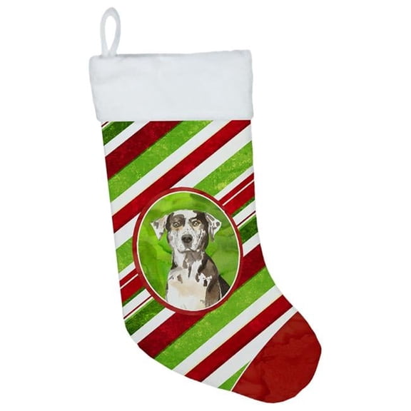 Carolines Treasures CK4100CS Catahoula Leopard Dog Christmas Candy Stripe Christmas Stocking