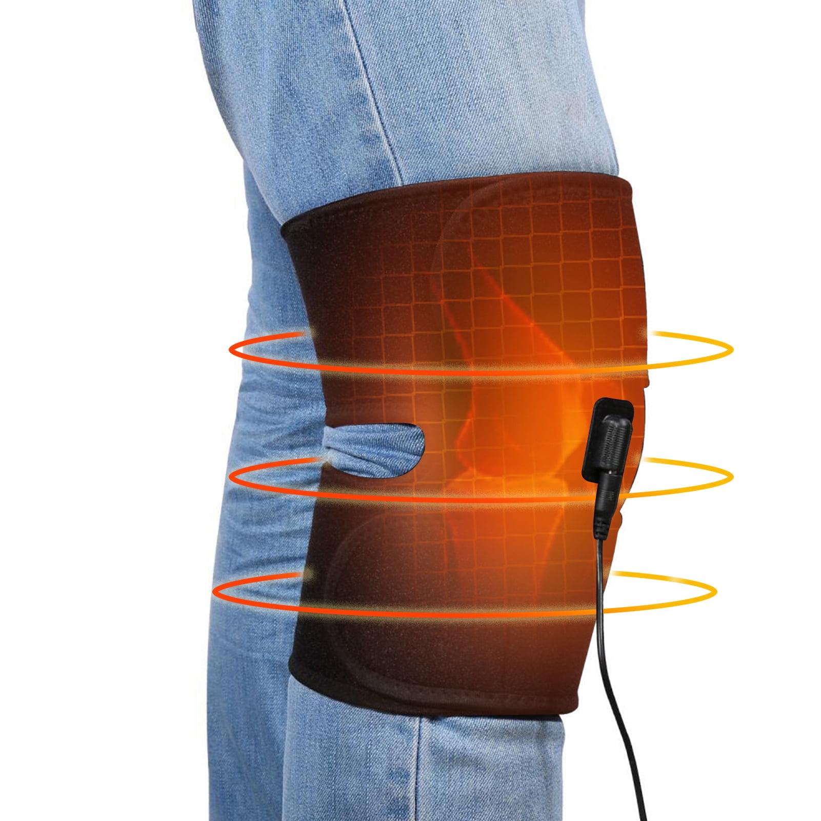 WALFRONT Heating Knee Wrap Pad Adjustable Heated Knee Brace Wrap Heat