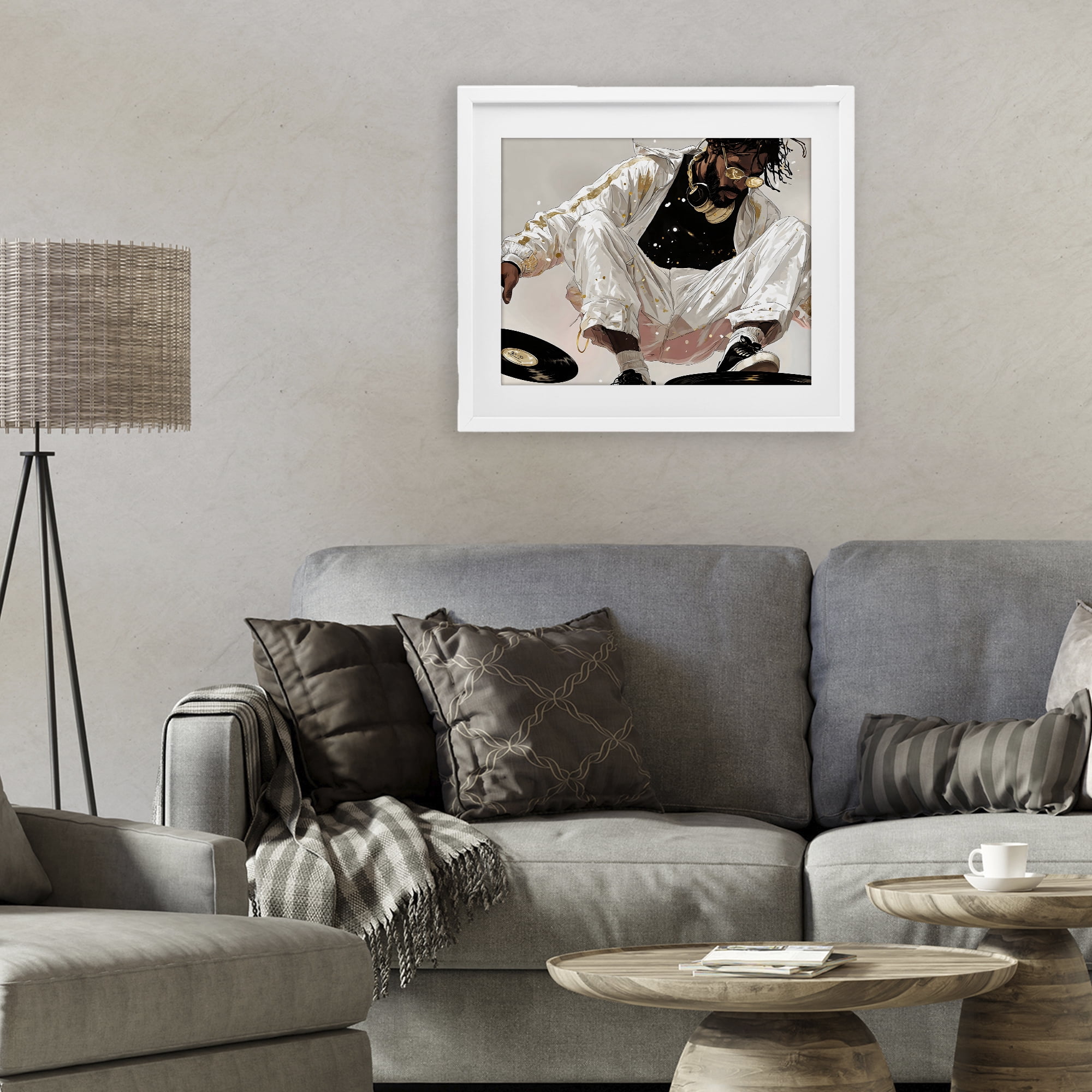 Stupell Industries Record Dance Stylish DJ White Framed Print Under Glass, design by Franklyn Gregory