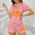 thumbnail image 5 of Qepwscx Women's Pajamas Sets 2 Piece Halloween Crew Neck Short Sleeve Sleepwear Pjs + Elastic Waist Shorts Lightweight Shirt Graphic Tops Pajama Sets Summer Going Out Outfits Loungewear M-XL, 5 of 7