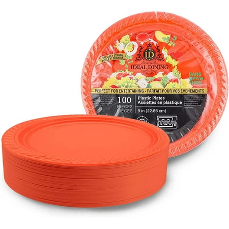 

VeZee s Case Pack Deal for Resturants Deli & all Parties & Occasions for Ideal 9 Inches Disposable Red Meal Plastic Plates Can Use in Microwave 50Ct/Pack 600Ct/Case : 2 Case Packs