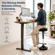 Wobble Stool Height Adjustable Standing Desk Stool, 24-34 Inch Active Sitting Balance Stool with 360° Swivel and Cushioned Seat, Black